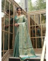 Teal Designer Classic Wear Handloom Weaving Sari