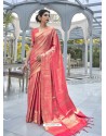 Fuchsia Designer Classic Wear Handloom Weaving Sari