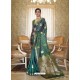 Teal Designer Classic Wear Pure Satin Weaving Sari