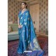 Blue Designer Classic Wear Pure Satin Weaving Sari