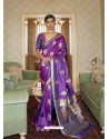 Violet Designer Classic Wear Pure Satin Weaving Sari