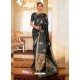 Black Designer Classic Wear Pure Satin Weaving Sari