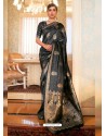 Black Designer Classic Wear Pure Satin Weaving Sari