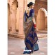 Dark Blue Designer Classic Wear Cotton Silk Sari