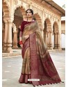 Maroon Designer Classic Wear Cotton Silk Sari