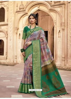 Jade Green Designer Classic Wear Cotton Silk Sari