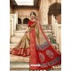 Red Designer Classic Wear Cotton Silk Sari