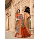 Orange Designer Classic Wear Cotton Silk Sari