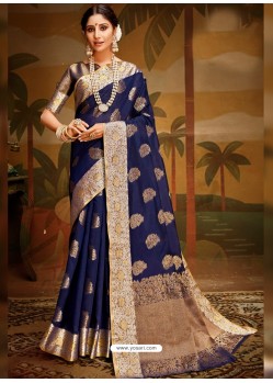 Navy Blue Designer Classic Wear Art Silk Sari