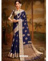 Navy Blue Designer Classic Wear Art Silk Sari