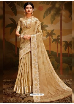 Gold Designer Classic Wear Art Silk Sari