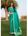 Aqua Mint Designer Classic Wear Banarasi Satin Silk Sari