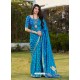 Blue Designer Classic Wear Banarasi Satin Silk Sari