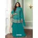 Turquoise Bridal Designer Party Wear Real Georgette Palazzo Suit