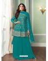 Turquoise Bridal Designer Party Wear Real Georgette Palazzo Suit