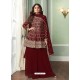 Maroon Bridal Designer Party Wear Real Georgette Palazzo Suit