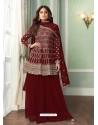 Maroon Bridal Designer Party Wear Real Georgette Palazzo Suit