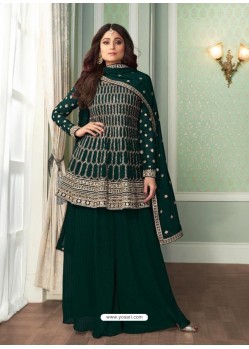 Dark Green Bridal Designer Party Wear Real Georgette Palazzo Suit