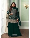 Dark Green Bridal Designer Party Wear Real Georgette Palazzo Suit