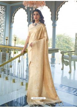 Gold Designer Classic Wear Silk Sari