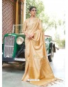 Cream Designer Classic Wear Silk Sari