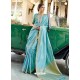 Turquoise Designer Classic Wear Silk Sari