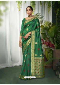 Forest Green Designer Classic Wear Art Silk Sari