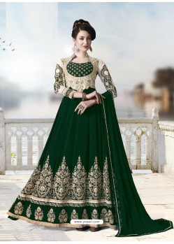 Dark Green Bridal Designer Party Wear Pure Georgette Anarkali Suit