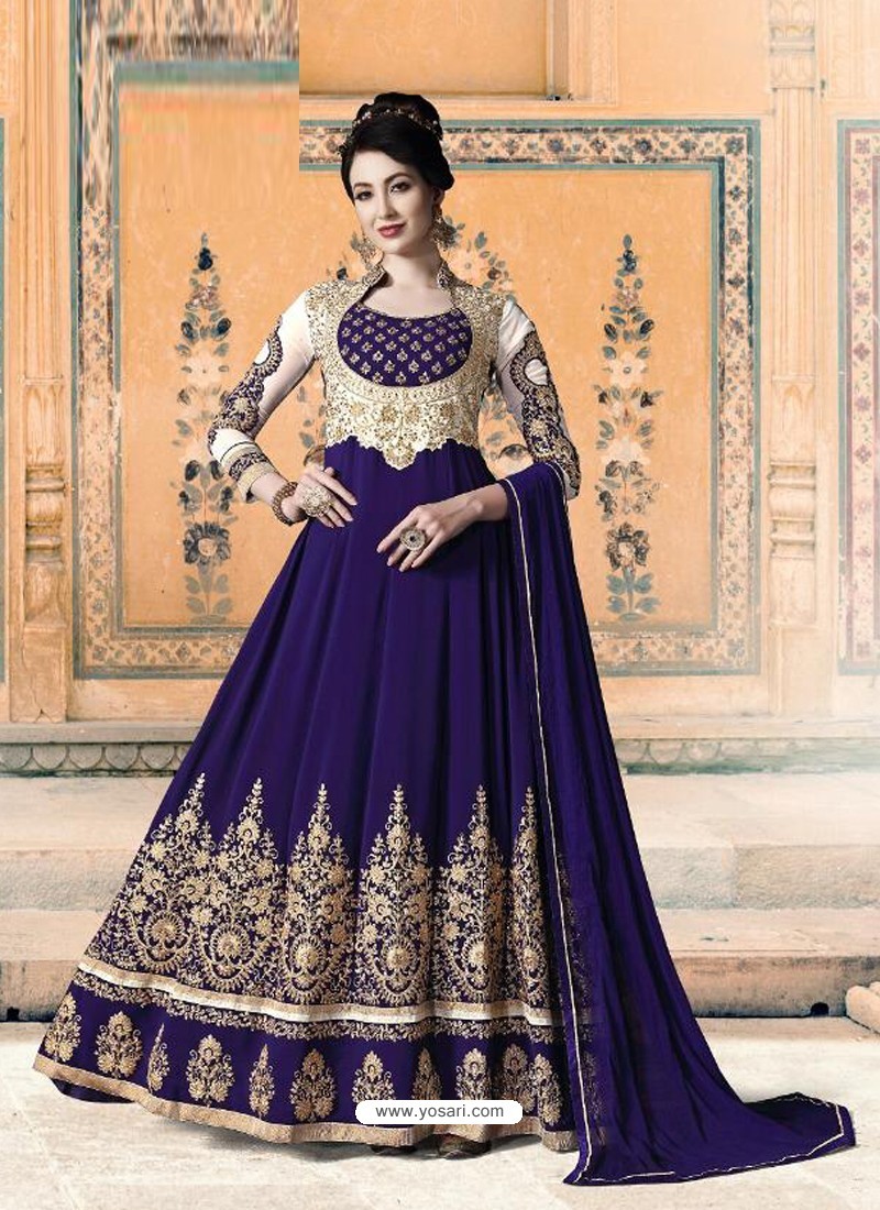 Ashirwad Royal Blue Color Women's Wear Georgette With Embroidery Work Anarkali  Suit | Bollywood outfits, Designer anarkali dresses, Dress materials