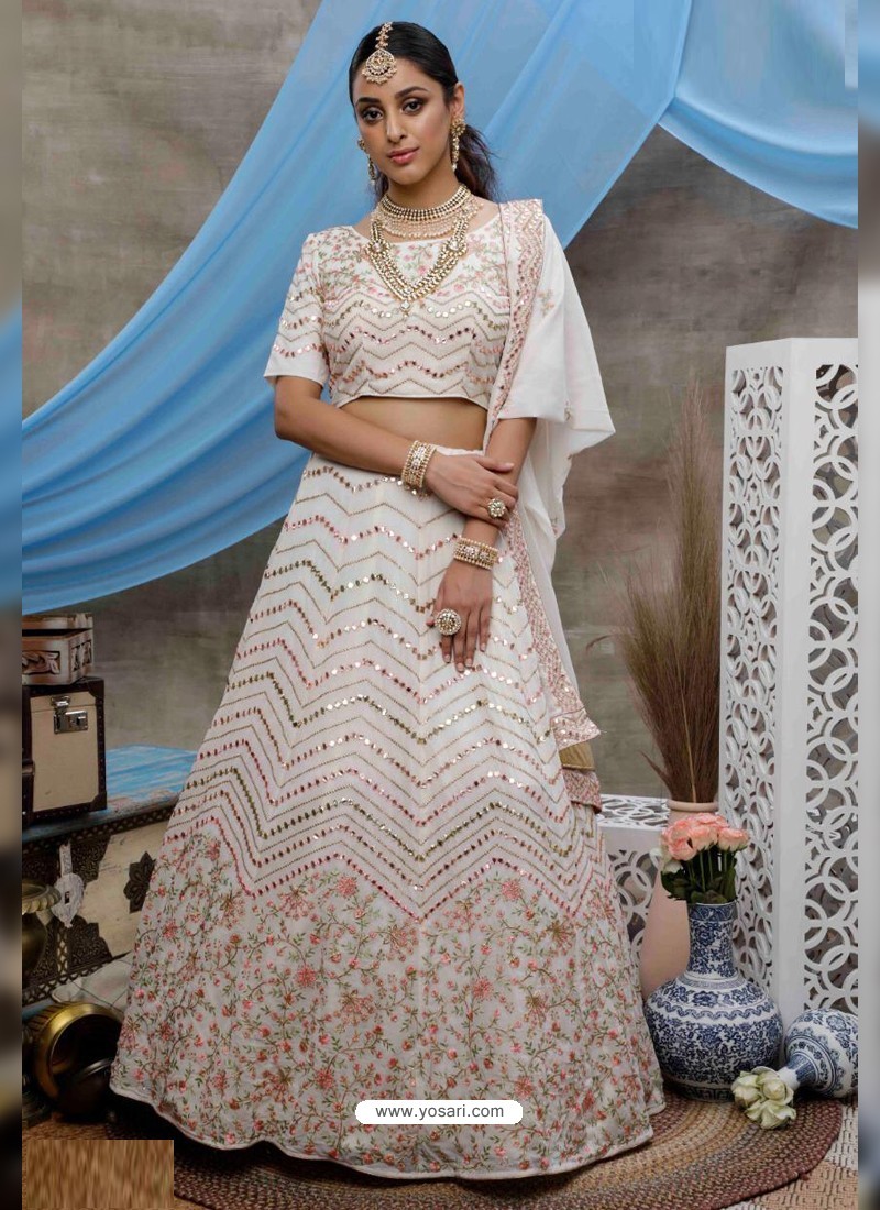 White Lehenga With Thread & Sequin Work | Designer lehenga choli, Party  wear lehenga, Bridal lehenga choli