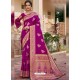 Medium Violet Designer Classic Wear Jacquard Silk Sari