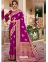 Medium Violet Designer Classic Wear Jacquard Silk Sari