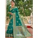 Teal Designer Classic Wear Jacquard Silk Sari