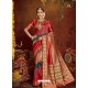 Red Designer Classic Wear Jacquard Silk Sari