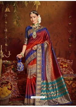 Multi Colour Designer Classic Wear Jacquard Silk Sari