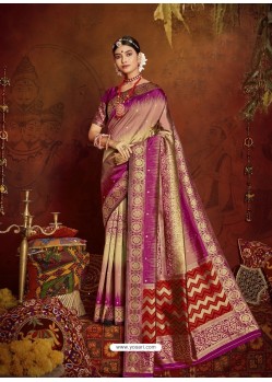 Multi Colour Designer Classic Wear Jacquard Silk Sari