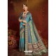 Aqua Grey Designer Classic Wear Jacquard Silk Sari