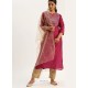 Rose Red Designer Readymade Kurti Palazzo With Dupatta