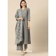 Grey Designer Readymade Kurti Palazzo With Dupatta