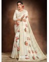 Off White Designer Classic Wear Pure Satin Sari