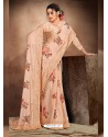 Light Beige Designer Classic Wear Pure Satin Sari