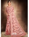 Pink Designer Classic Wear Pure Satin Sari