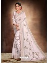 Off White Designer Classic Wear Pure Satin Sari