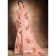 Light Orange Designer Classic Wear Pure Satin Sari