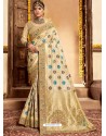 Light Beige Designer Classic Wear Silk Sari
