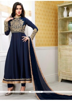Flawless Blue Satin Anarkali Suits