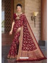 Maroon Designer Classic Wear Silk Sari