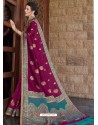 Medium Violet Designer Classic Wear Silk Sari