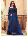 Dark Blue Designer Party Wear Chiffon Digital Print Sari