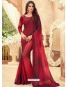 Maroon Designer Party Wear Chiffon Digital Print Sari